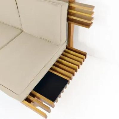 Sofá 2 Lugares Xangai Madeira Nobre Bege Sala Moderna