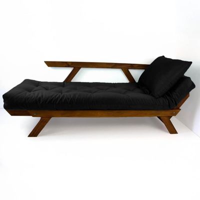 Sofá Japão Futon Preto Madeira Maciça Imbuia