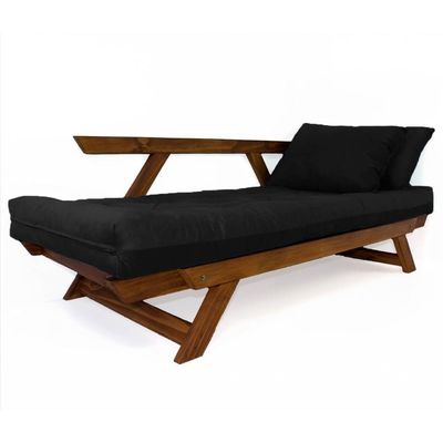 Sofá Japão Futon Preto Madeira Maciça Imbuia