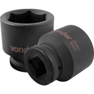 Soquete Sextavado Impacto Encaixe 1 50mm Aço Cromo Vonder