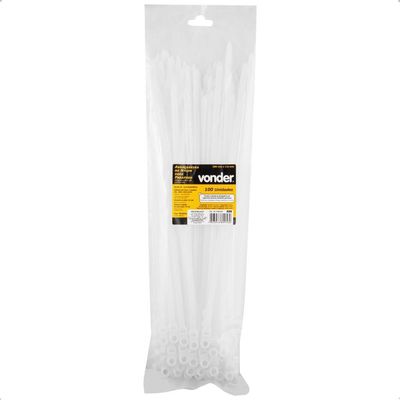 Abraçadeira Nylon Para Parafusos 380 X 7,6 Branca Com 100 Peças Vonder