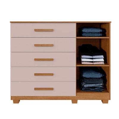 Cômoda 5 Gavetas 1 Porta 122cm Paris - Benetil Cinamomo-off White