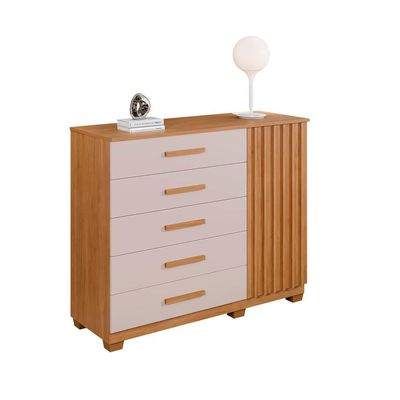 Cômoda 5 Gavetas 1 Porta 122cm Paris - Benetil Cinamomo-off White