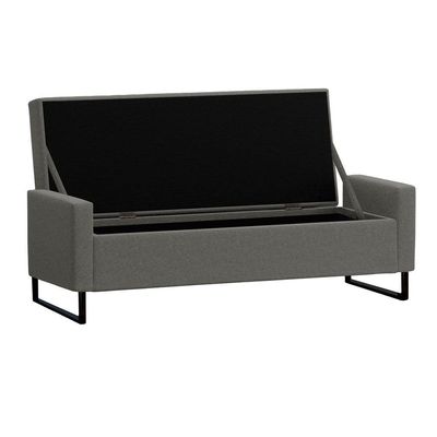 Recamier Bau Paris Base De Metal 1,20m Linho Grafite - Inova Decorações