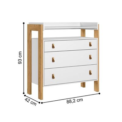 Cômoda 3 Gavetas Com Nicho Fantasia Branco Acetinado