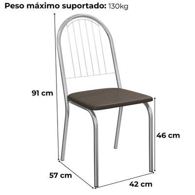Kit 2 Cadeiras Cromada Sala Jantar 2C077CR Corino Kappesberg Marrom