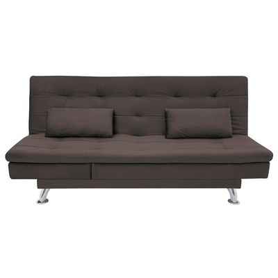 Sofá-Cama com Chaise 188cm Linoforte Rayssa Suede Veludo Espuma D-33 Marrom
