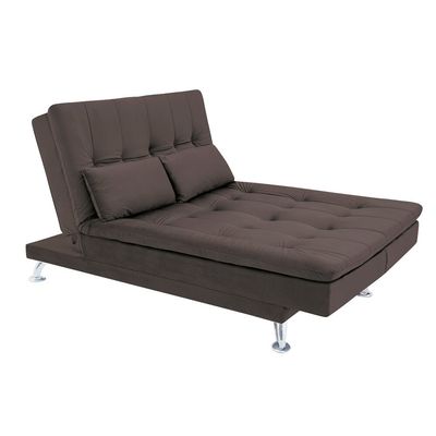 Sofá-Cama com Chaise 188cm Linoforte Rayssa Suede Veludo Espuma D-33 Marrom