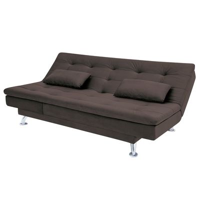 Sofá-Cama com Chaise 188cm Linoforte Rayssa Suede Veludo Espuma D-33 Marrom