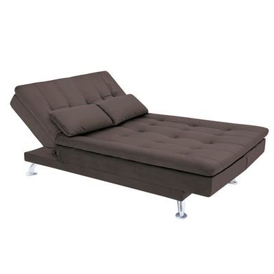 Sofá-Cama com Chaise 188cm Linoforte Rayssa Suede Veludo Espuma D-33 Marrom
