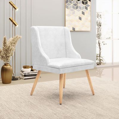 Kit 10 Cadeiras de Jantar Liz Corano Branco Pés Palito Natural D03 - D'Rossi