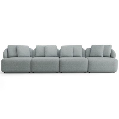 Sofá 5 Lugares Para Sala de Estar Living 394cm Arlo F04 Linho Cinza - Lyam Decor