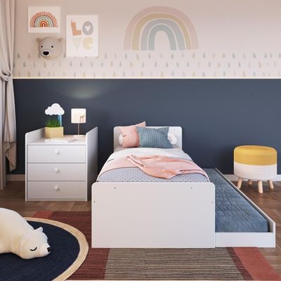 Berço Infantil Multifuncional 196cm Cômoda Trocador Cama Auxiliar Branco
