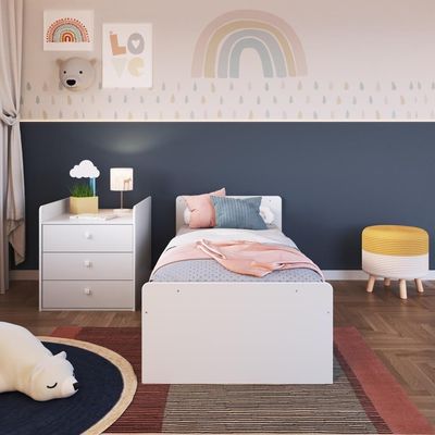Berço Infantil Multifuncional 196cm Cômoda Trocador Cama Auxiliar Branco