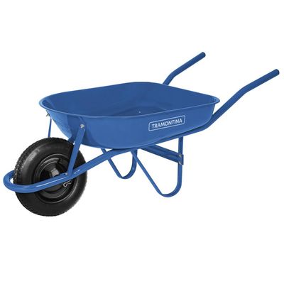 Carrinho Mão Tramontina Caçamba Redonda Azul 50L Pneu Camara