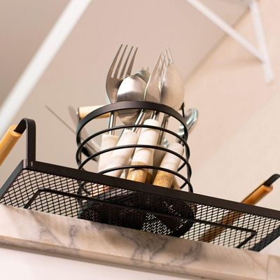 Porta Talheres Copa Ecia Rack Redondo Preto