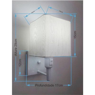 Arandela Quadrada Vivare Md-2019 Com Interruptor Cúpula Em Tecido Bivolt Branco-linho-bege 127-220v