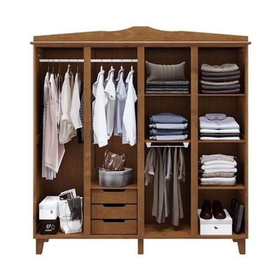 Guarda-roupa Solteiro 4 Portas Madeira Maciça Cavazotto