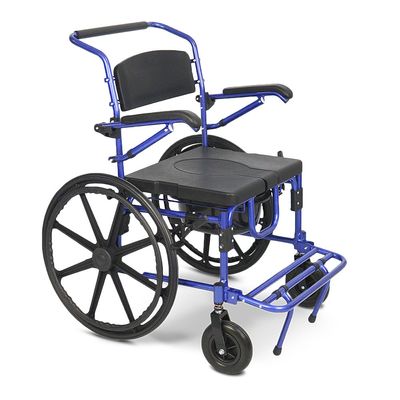 Cadeira de Banho D70 em Alumínio até 200 kg Assento 51cm Dellamed Azul com Preto