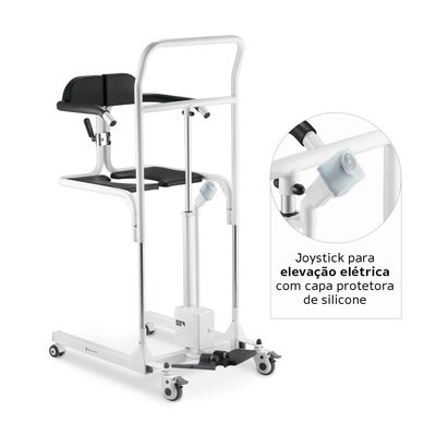 Cadeira de Transferência Multiuso com Elevação Eletrônica até 135 Kg Assento 48,5 cm D80 Dellamed Branco