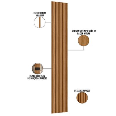 Painel Ripado de Madeira 1 Peça 39x250cm Slats L05 Nature - Lyam Decor