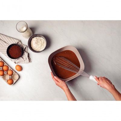 Batedor Manual Tramontina Em Aço Inox Com Cabo Em Polipropileno Branco 45 Cm