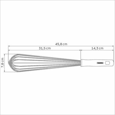 Batedor Manual Tramontina Em Aço Inox Com Cabo Em Polipropileno Branco 45 Cm