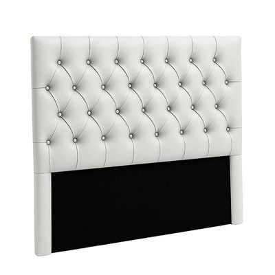 Cabeceira Estofada Queen Luna Nature Material Sintético Branco 158x136
