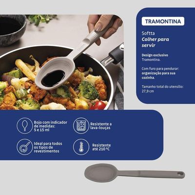 Colher Para Servir Tramontina Softta Cinza Em Silicone