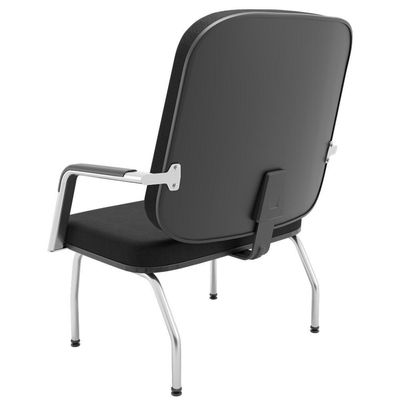 Cadeira De Escritório Recepção Com Braço Fixa Cromada Magno P03 Crepe Preto - Lyam Decor