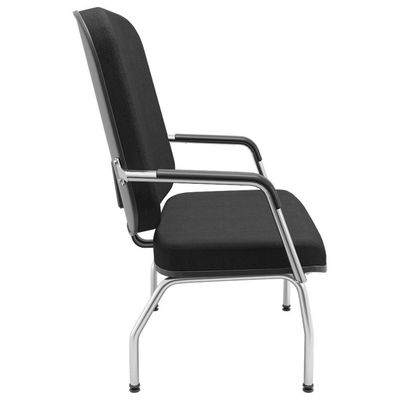 Cadeira De Escritório Recepção Com Braço Fixa Cromada Magno P03 Crepe Preto - Lyam Decor