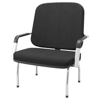 Cadeira De Escritório Recepção Com Braço Fixa Cromada Magno P03 Crepe Preto - Lyam Decor