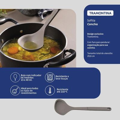 Concha Tramontina Softta Cinza De Silicone