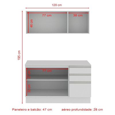 Cozinha Compacta MDF Smart 120 cm Modulada Madesa