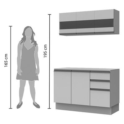 Cozinha Compacta MDF Smart 120 cm Modulada Madesa