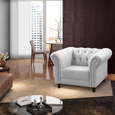 Kit 2 Poltronas Decorativa Couro Branco