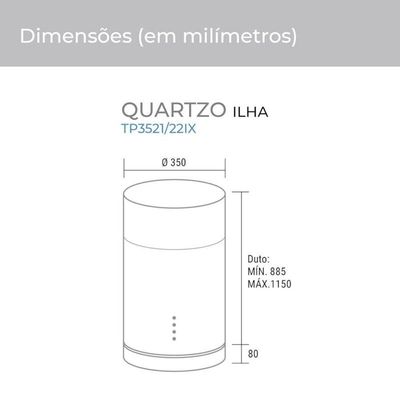 Coifa De Ilha Redonda Quartzo 35 Cm Suggar 220V