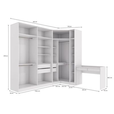 Conjunto Closet Kappesberg Adapt Branco 4 Peças 263cmx235cm