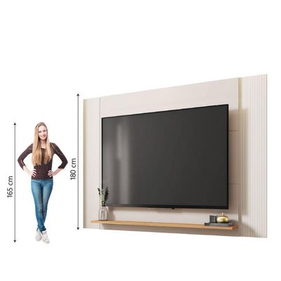 Painel Para Tv Até 65 Polegadas 1,80m Com Impressão 3D Intense Caemmun Madeir/off