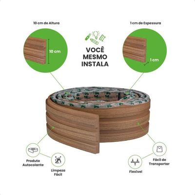 Painel Ripado Laminado De Eva Autocolante Flexível Rolo 10mt Linha Madeto Nogueira Natural