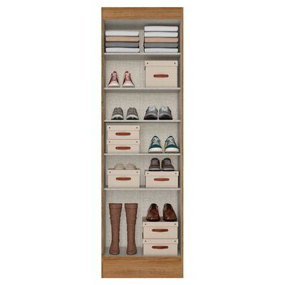 Armário Multiuso Sapateira THB Space com 2 Portas 5 Prateleiras Almendra