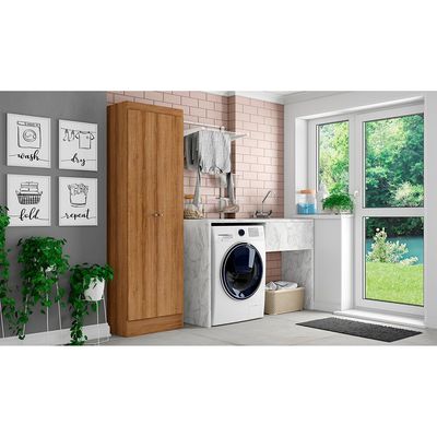 Armário Multiuso Sapateira THB Space com 2 Portas 5 Prateleiras Almendra