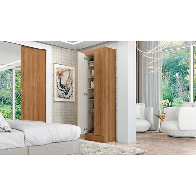 Armário Multiuso Sapateira THB Space com 2 Portas 5 Prateleiras Almendra