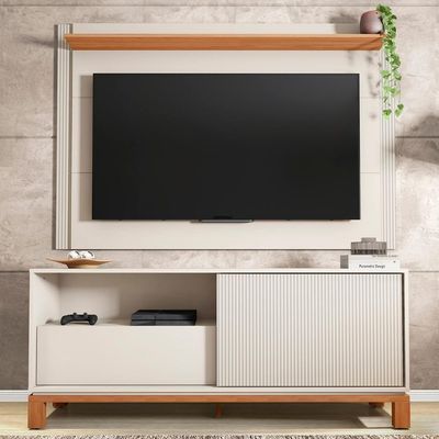 Painel Para Tv 55 Pol E Rack Bancada 150cm Lucca Off/freijó C01 - Mpozenato