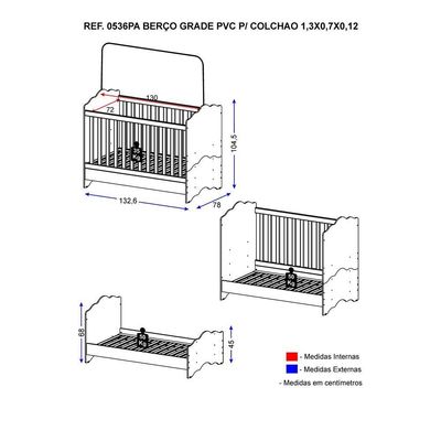 Berço Multimoveis Nuvem com Grade PVC Branco para Colchão