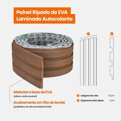 Painel Ripado Eva Laminado Autocolante 10cm Madeto Cinamomo | Valor Do Metro
