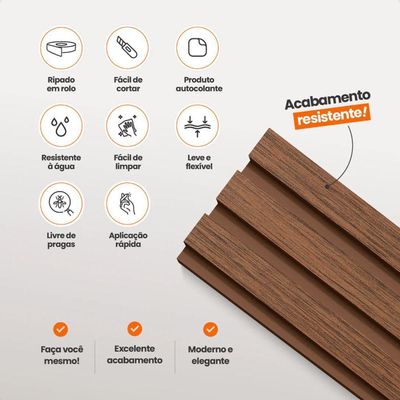 Painel Ripado Eva Laminado Autocolante 10cm Madeto Cinamomo | Valor Do Metro