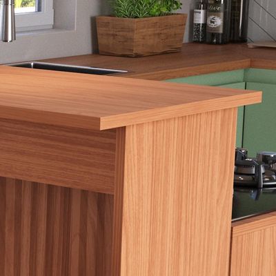 Bancada Cozinha Turim 130cm Mdp Nature Ilha Painel Ripado 3d Nature