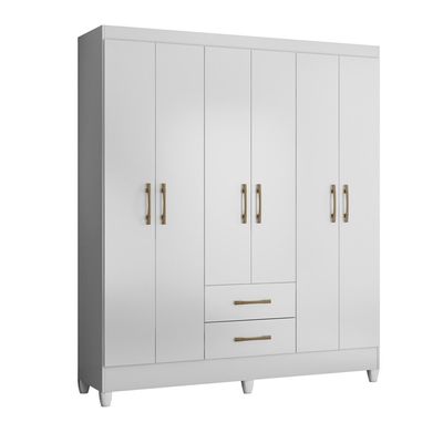 Guarda Roupa Roupeiro Panamá 6 Portas 2 Gavetas Produzido em Material Mdp Moval Branco