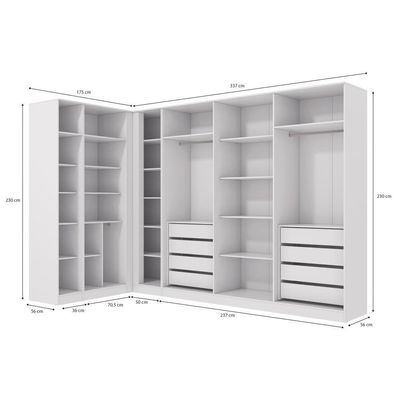 Conjunto Closet Kappesberg Adapt Branco 4 Peças 337cmx175cm